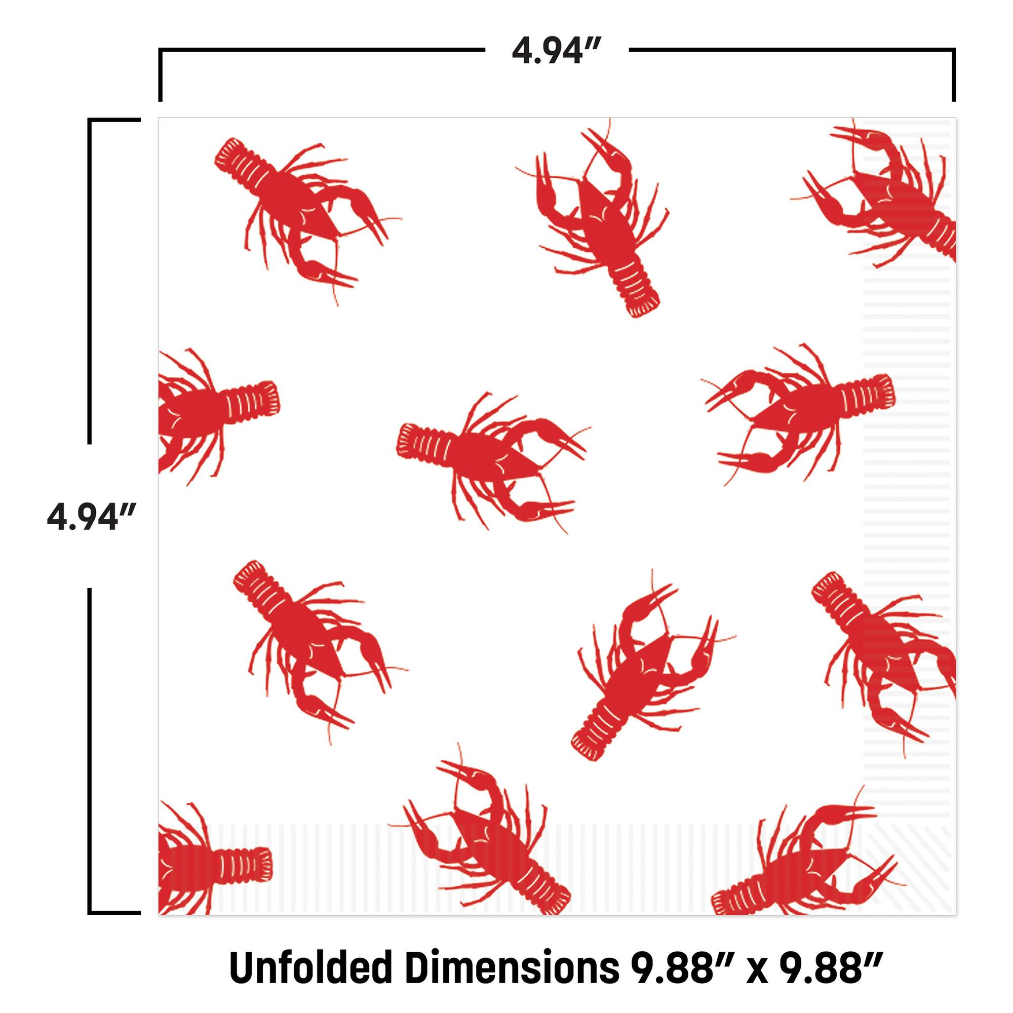 Beistle 4.94" x 4.94" Crawfish Beverage Napkins, 2 Packs of 16